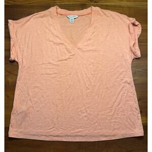 Tommy Bahama Womens Coral Pink Short Sleeve Modal Cuff V-neck T Shirt Sz M